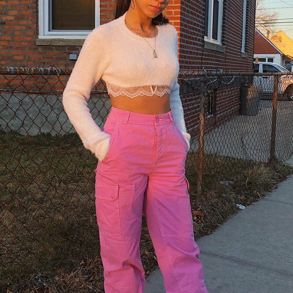 nasty gal cropped fuzzy sweater
